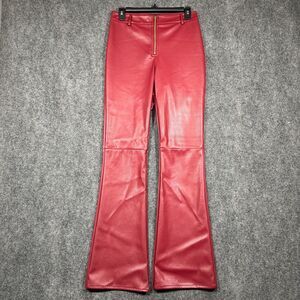 Akira Wine Women Pants Wide Leg PU Front Zipper SIze M